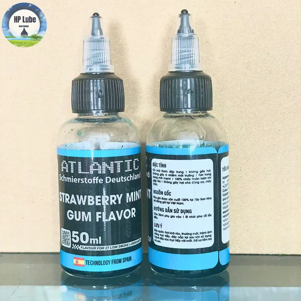 Tinh Dầu Nhớt Thơm Xe 2 Thì 2T ATLANTIC Mùi  DÂU ( Xì po, YAZ,...) Chai 50ML