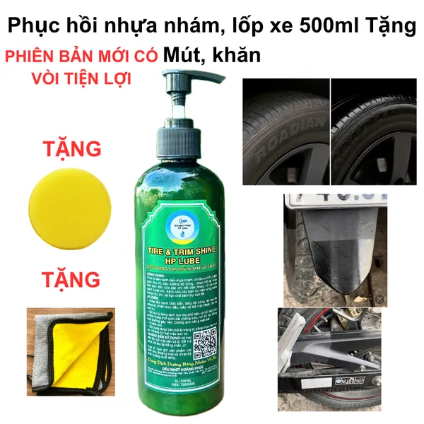 Dung Dịch Đánh Bóng Vỏ Xe Tire Shine Hp Lube 500ML Phục Hồi Nhựa Nhám Ô Tô, Xe Máy