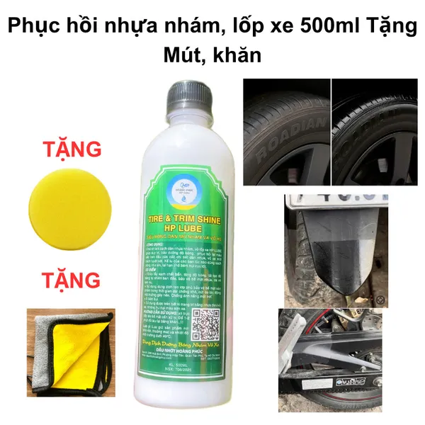 Dung Dịch Đánh Bóng Vỏ Xe Tire Shine Hp Lube 500ML Phục Hồi Nhựa Nhám Ô Tô, Xe Máy