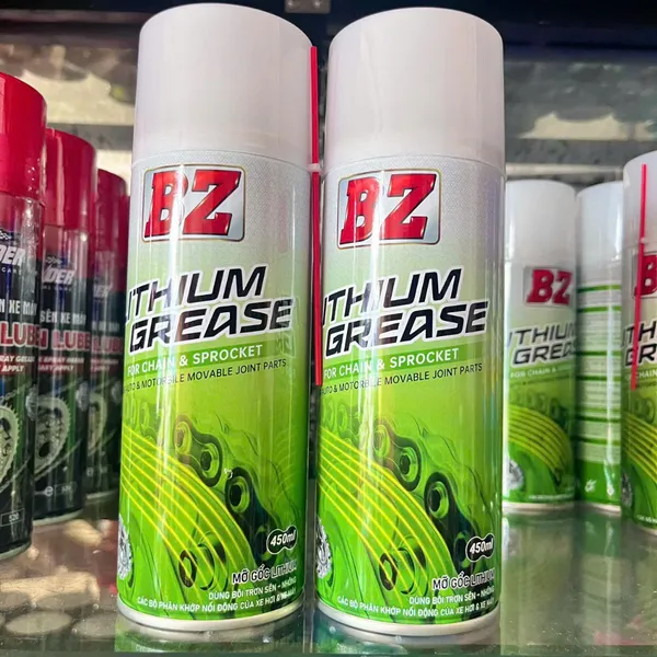 Dưỡng sên BZ Mỡ Bò Xanh Lithium 450ml Chính Hãng, Chống Văng, Cao Cấp