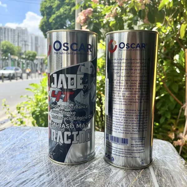 Nhớt Oscar Jade 4T Racing 5W40 Lon 1 lít nguyên Full Tổng Hợp Cho Xe Số, Côn tay, PKL - Nhập khẩu UAE