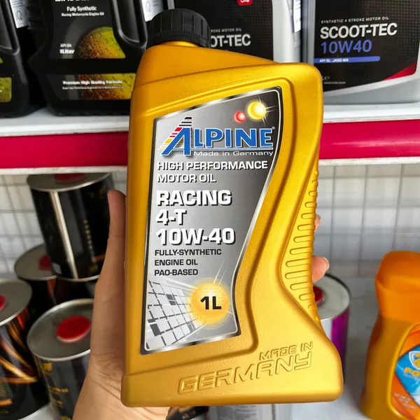 Nhớt Xe Máy ALPINE Racing 4T 10w40 1L Cho Xe Số, Côn Tay, PKL