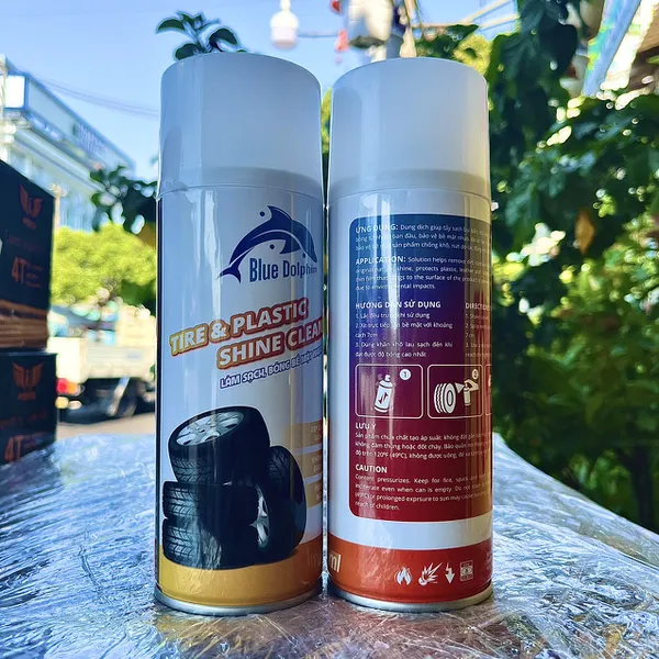 [Mẫu Mới] Chai Xịt Phục Hồi Nhựa Nhám Và Làm Bóng Lốp Xe BZ TIRE SHINE Blue Dolphin 450ml