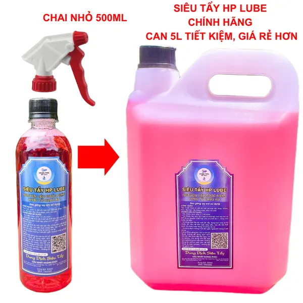 Dung Dịch Siêu Tẩy, Tẩy Rửa Lốc Máy, Tẩy Rỉ Sét HP LUBE Can Lớn 5L