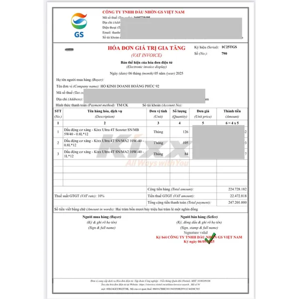 Nhớt Kixx Xe Tay Ga  Full Tổng Hợp  5W40 Chai 0.8L Chính Hãng Nhập Khẩu Hàn Quốc