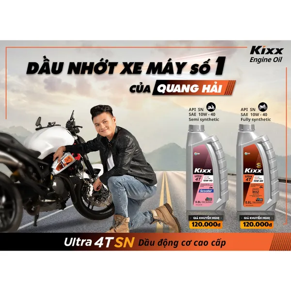 Nhớt Kixx Xe Tay Ga  Full Tổng Hợp  5W40 Chai 0.8L Chính Hãng Nhập Khẩu Hàn Quốc