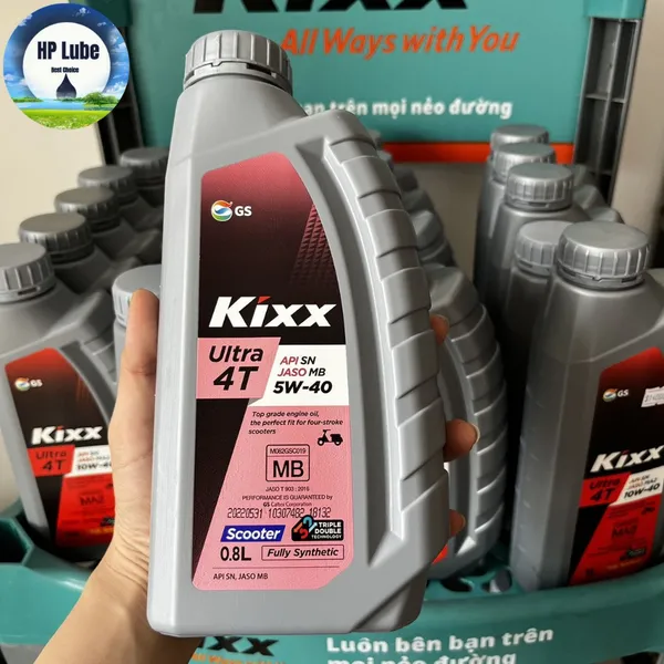 Nhớt Kixx Xe Tay Ga  Full Tổng Hợp  5W40 Chai 0.8L Chính Hãng Nhập Khẩu Hàn Quốc