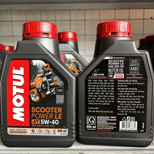 Nhớt Xe Tay Ga Motul Scooter Power LE 5W40 0.8L Kèm Nhớt Lap Motul 120ml Chính Hãng Cao Cấp