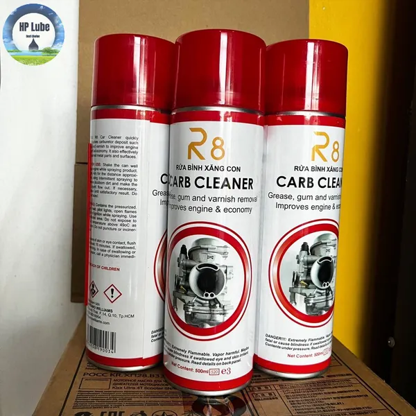 Chai Xịt Xúc Rửa Bình Xăng Con, Họng Xăng, Bộ chế hòa khí, Sục Rửa Cặn Bẩn siêu sạch R8 CARD CLEANER 500ml