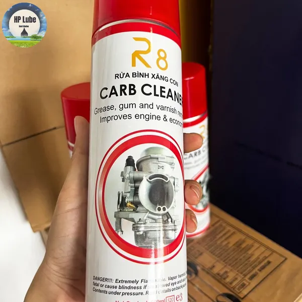 Chai Xịt Xúc Rửa Bình Xăng Con, Họng Xăng, Bộ chế hòa khí, Sục Rửa Cặn Bẩn siêu sạch R8 CARD CLEANER 500ml