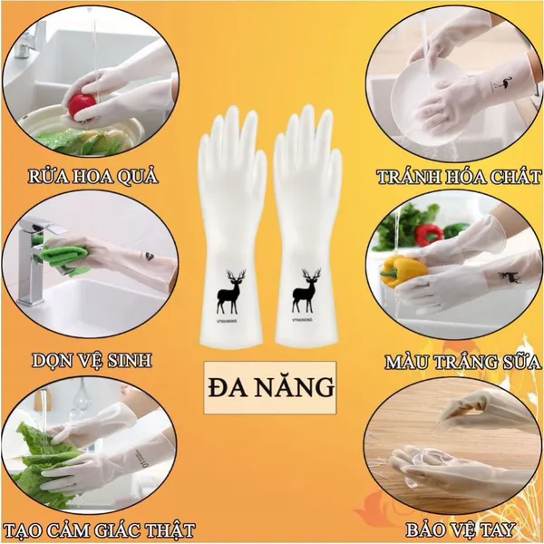 Găng tay hươu, bao tay cao su rửa xe, vệ sinh xe, dọn dẹp nhà cửa.