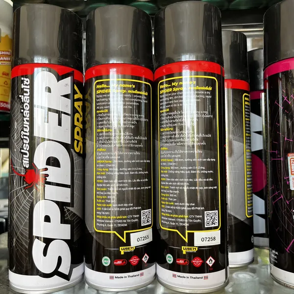 Chai Xịt Dưỡng sên SPIDER Dạng Tơ Nhện 600ml Bôi Trơn Tốt, Chính Hãng Nhập Khẩu Thái Lan