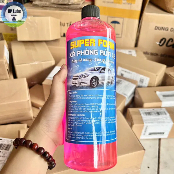 Xà Bông Rửa Xe Super Foam 1L Rửa Xe Máy, Ô Tô Làm Sạch Nhanh, Sáng Bóng, Bảo Vệ Lớp Sơn Xe