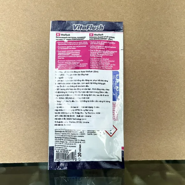 Súc Động Cơ Xado Vitaflush Gói 20ml, Làm Sạch Mặt Động Cơ, Loại Bỏ Cặn Carbon, Chống Mài Mòn Động Cơ