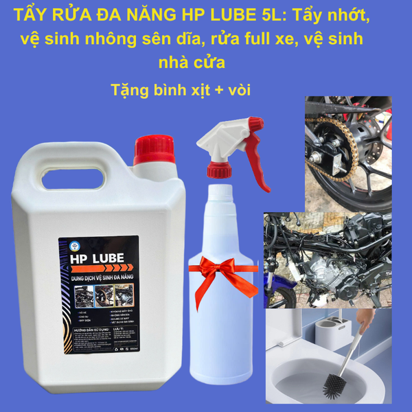 Chai Tẩy Rửa Đa Năng HP Lube 1L Rửa Full Xe, Vệ Sinh Nhông Sên Dĩa, Lốc Máy, Dàn Áo, Tẩy Sạch Dầu Nhớt, Bụi Bẩn