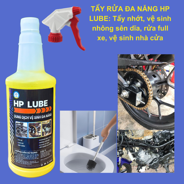 Chai Tẩy Rửa Đa Năng HP Lube 1L Rửa Full Xe, Vệ Sinh Nhông Sên Dĩa, Lốc Máy, Dàn Áo, Tẩy Sạch Dầu Nhớt, Bụi Bẩn