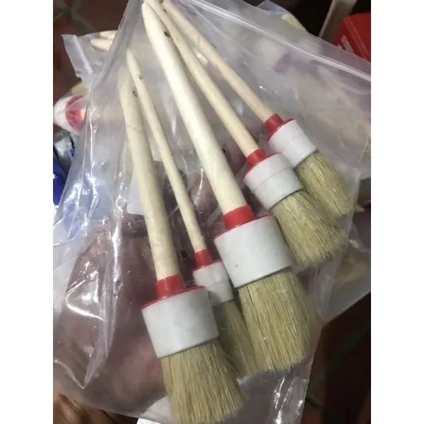 Bộ 5 Cây Cọ Rửa Xe Lông Heo Cán Trắng Cao Cấp