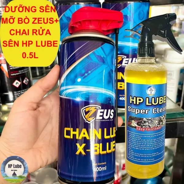 Dưỡng Sên Zeus Mỡ Bò Xanh 400ml Chống Văng cao Cấp Tặng Chai Rửa Sên Mr.Finn 0.5L Và Bàn Chải 3D