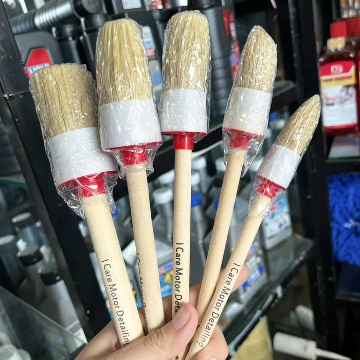 Bộ 5 Cây Cọ Rửa Xe Lông Heo Cán Trắng Cao Cấp