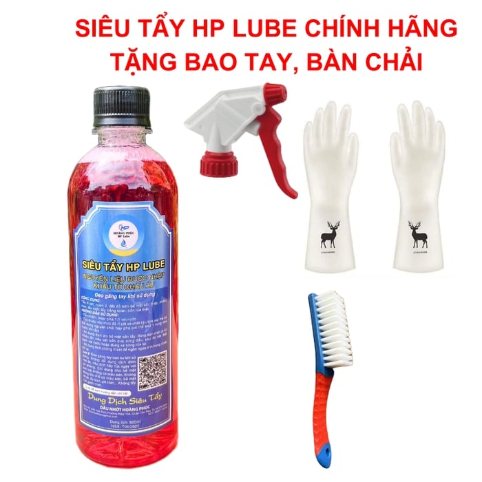 Tẩy Rỉ Sét, Rửa Lốc Máy Không Chạm HP Lube 500ml Tặng Kèm Bao Tay Bàn Chải