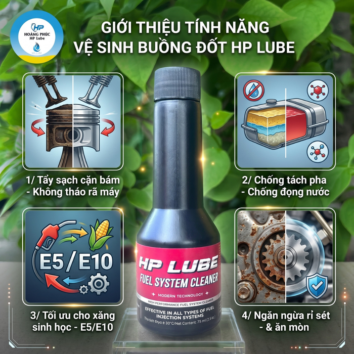 Vệ Sinh Buồng Đốt HP Lube Fuel System Cleaner 75ml Làm Sạch Vệ Sinh Hệ Thống Kim Phun Nhiêu Liệu