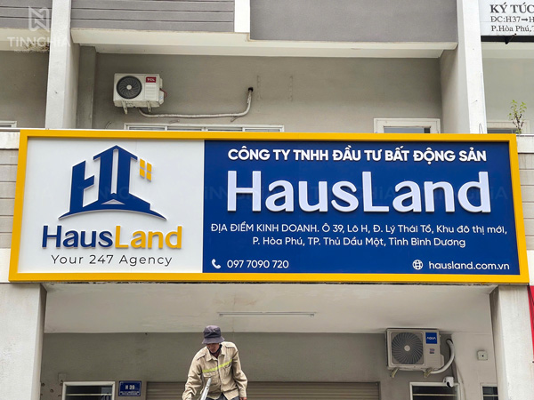Làm bảng hiệu alu công ty bất động sản Bình Dương