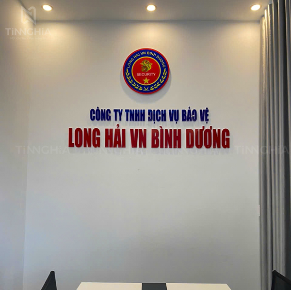 Làm bảng hiệu công ty Bàu Bàng logo + tên thương hiệu chữ nổi đẹp thu hút