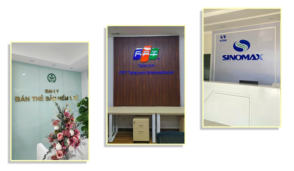 Làm logo chữ nổi gắn trong nhà, văn phòng lễ tân bắt mắt