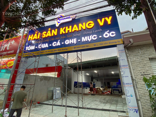 Ốp alu bảng hiệu quảng cáo Bình Dương (Khách hàng Hải sản Khang Vy)