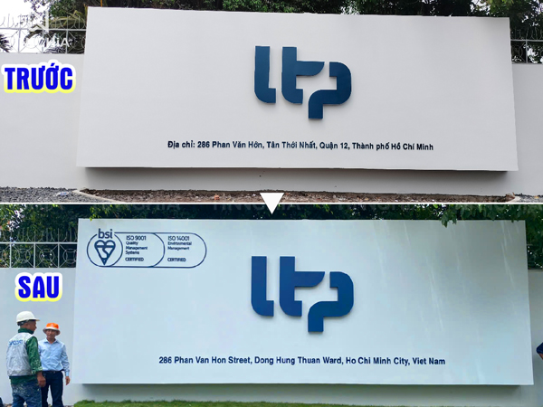 Tín Nghĩa thi công thay mới bảng hiệu công ty LTP ở Thành phố Hồ Chí Minh