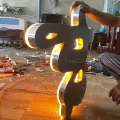 LÀM CHỮ INOX XƯỚC ĐÈN LED HẮT CHÂN | CHỮ INOX VÀNG, TRẮNG ĐẸP