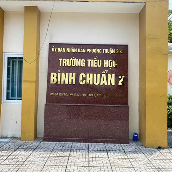 LÀM BIỂN HIỆU CHỮ INOX TRƯỜNG HỌC THUẬN AN | CHỮ INOX VÀNG, INOX TRẮNG