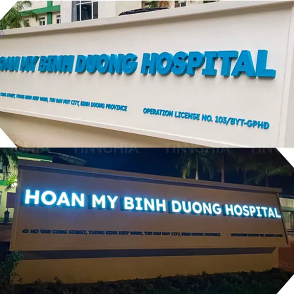 LÀM CHỮ NỔI INOX LED SÁNG MẶT MICA | CHỮ INOX MICA GIÁ TỐT