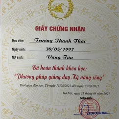 Đã hoàn thành khóa học: PHƯƠNG PHÁP GIẢNG DẠY KỸ NĂNG SỐNG