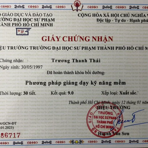 Đã hoàn thành khóa bồi dưỡng: PHƯƠNG PHÁP GIẢNG DẠY KỸ NĂNG MỀM