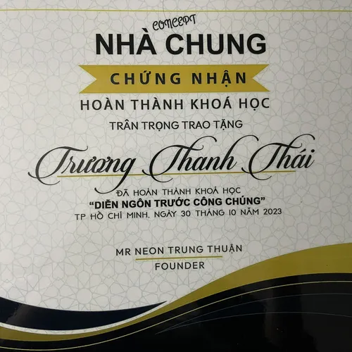 Đã hoàn thành khóa học: DIỄN NGÔN TRƯỚC CÔNG CHÚNG