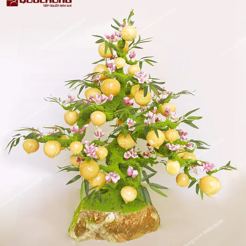 Cây Đào Ngọc Hoàng Long Cao Cấp 38 quả dáng Bonsai