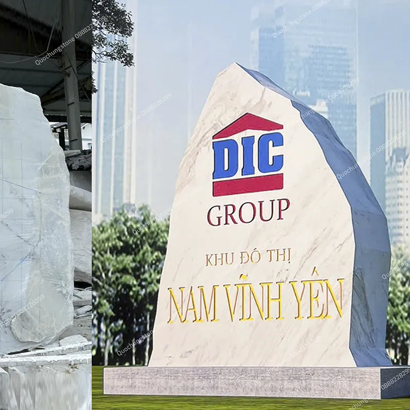 Biển Hiệu Đại Sứ Quán Việt Nam Bằng Đá Trắng Tự Nhiên 