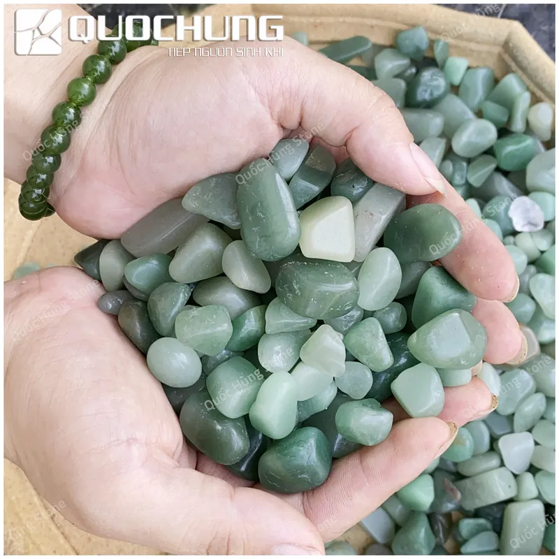 Đá Vụn Thạch Anh Xanh Mài Bóng