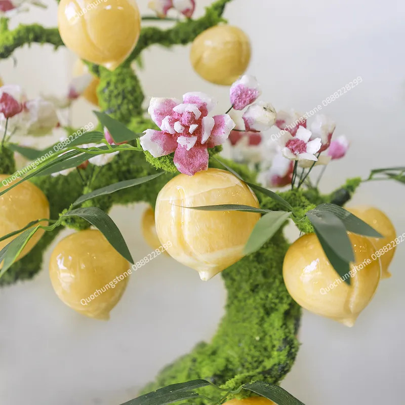 Cây Đào Đá Ngọc Hoàng Long 18 Quả– Quốc Hùng Stone