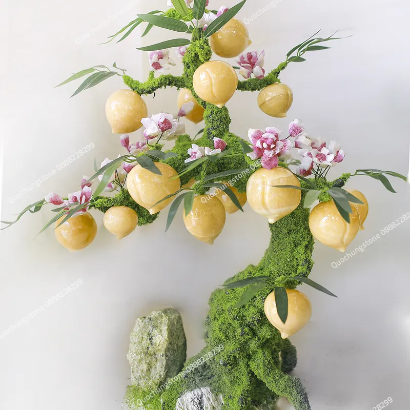 Cây Đào Đá Ngọc Hoàng Long 18 Quả– Quốc Hùng Stone