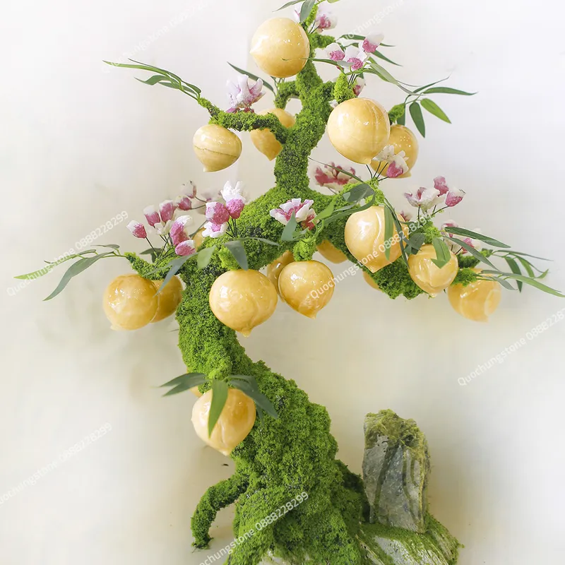 Cây Đào Đá Ngọc Hoàng Long 18 Quả– Quốc Hùng Stone