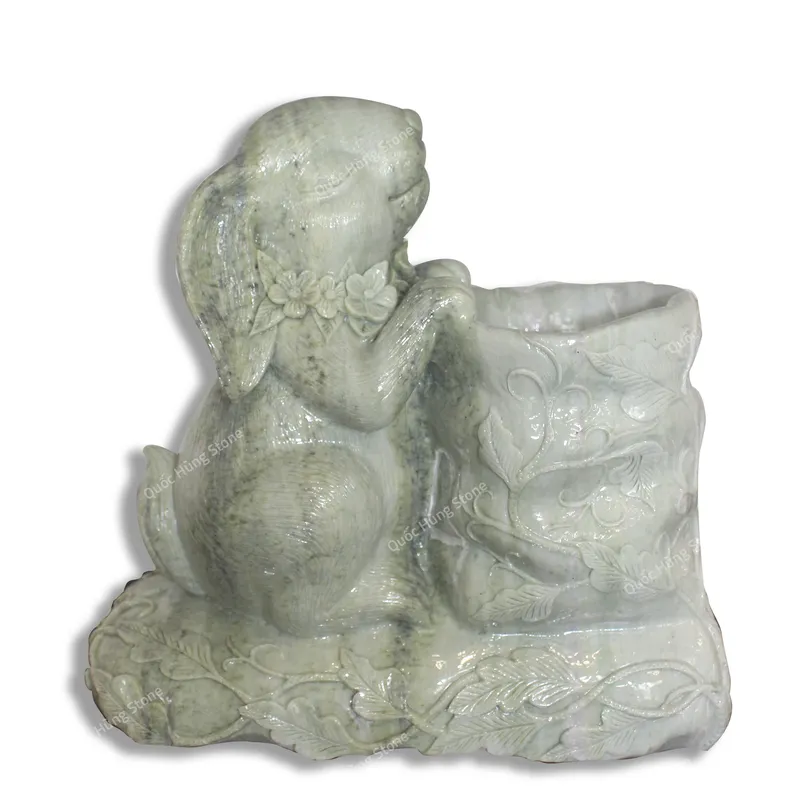 Tượng Thỏ May Mắn Đá Serpentine