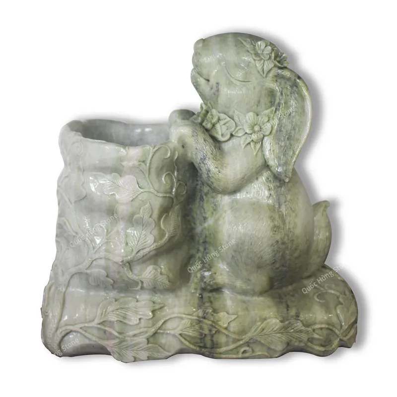 Tượng Thỏ May Mắn Đá Serpentine