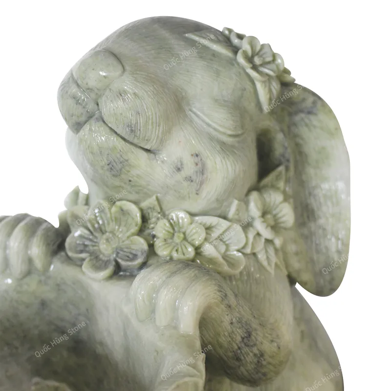 Tượng Thỏ May Mắn Đá Serpentine