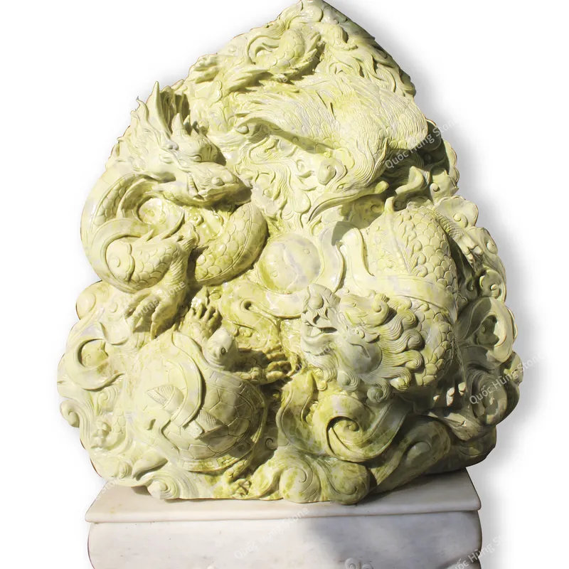 Tác Phẩm Tượng Tứ Linh Long Lân Quy Phụng Đá Serpentine