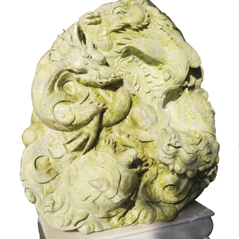 Tác Phẩm Tượng Tứ Linh Long Lân Quy Phụng Đá Serpentine