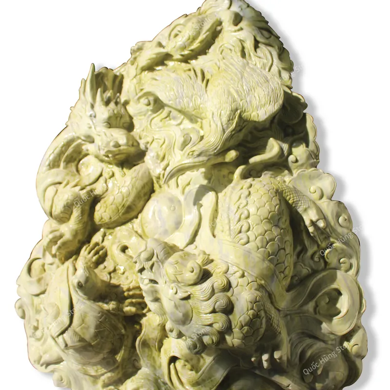Tác Phẩm Tượng Tứ Linh Long Lân Quy Phụng Đá Serpentine