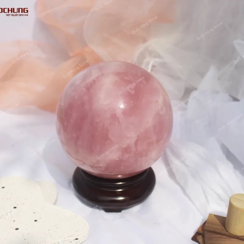 Quả Cầu Đá Thạch Anh Hồng (ĐK15cm)