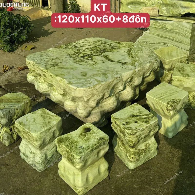 Bàn Ghế Đá Nguyên Khối Đá Serpentine